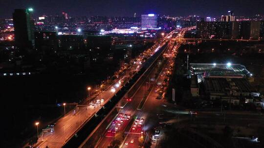 昆明螺蛳湾夜景交通航拍