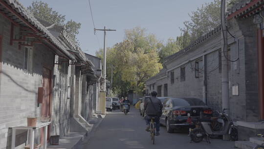 秋天胡同 逆光胡同街道