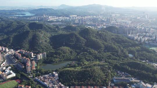 东莞市区黄旗山风光航拍