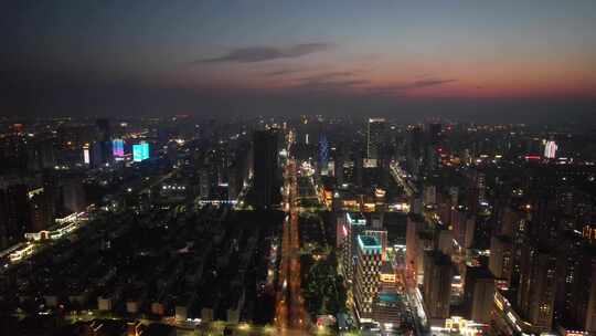 山东日照城市夜景灯光航拍