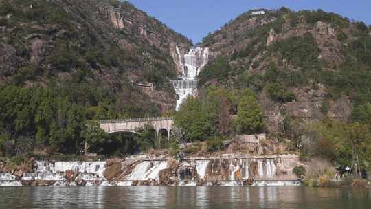 台州天台山大瀑布流水延时摄影