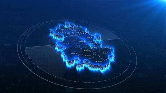 科技感安徽地图辐射AE模板AE视频素材教程下载