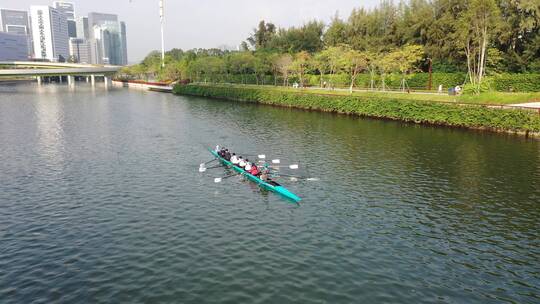 深圳南山大沙河赛艇航拍视频素材模板下载