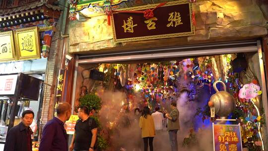 西安回民街民俗小吃一条街美食夜晚合集2视频素材模板下载