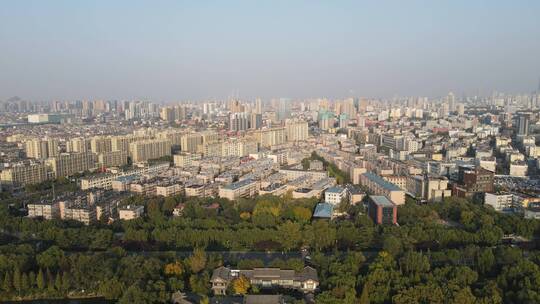 航拍泉城济南城市建设城市天际线