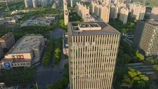 上海嘉定新城大厦建筑航拍视频素材模板下载