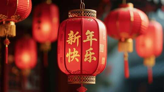 新年红色灯笼特写素材