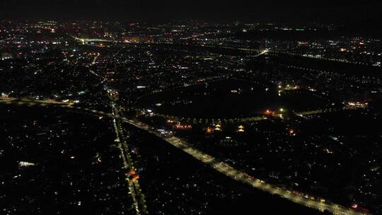 泉州市区夜景航拍500米高空泉州城市大景