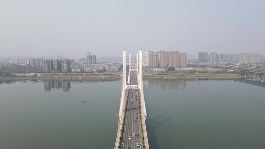 湖南湘潭湘江三桥航拍