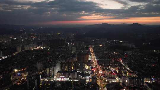 贵州凯里北京西路城市夜景灯光交通航拍视频素材模板下载