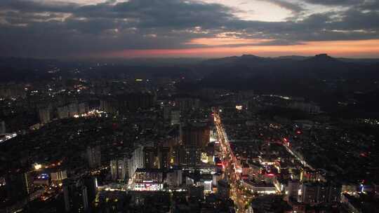 贵州凯里北京西路城市夜景灯光交通航拍