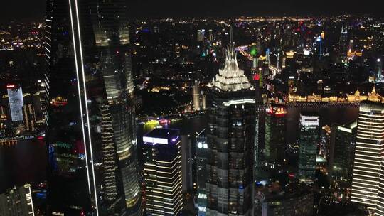 上海陆家嘴夜景航拍合集