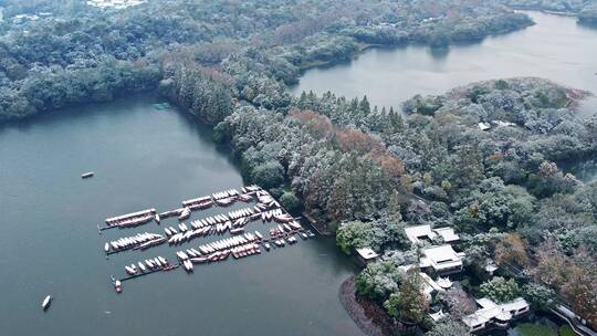 杭州西湖雪景 杨公堤隐秀桥视频素材模板下载