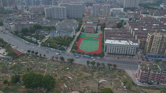 航拍：参加社会实践的小学生