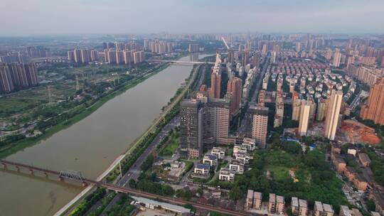 航拍长沙浏阳河大道-城市风光