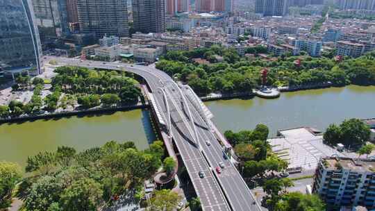 航拍广东中山市城区大全景