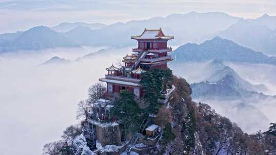 西安南五台景区冬雪雪景