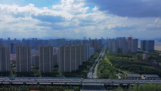 杭州奥体中心航拍风景