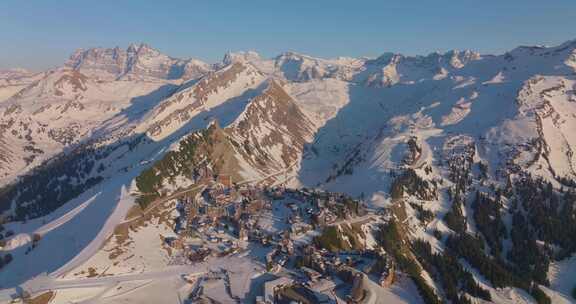 Morzine，雪，山，树