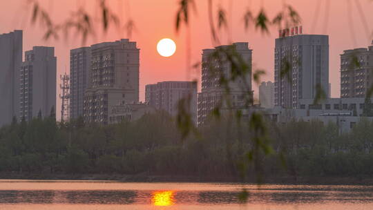 诸城 日转夜延时 四线城市  城市空镜头