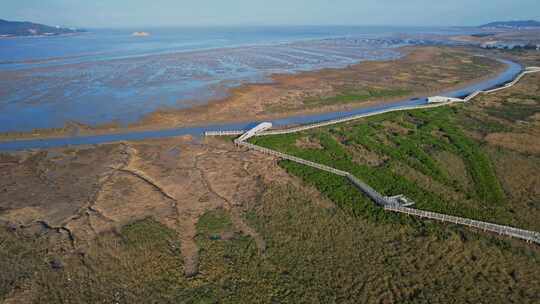 航拍福州闽江河口湿地公园