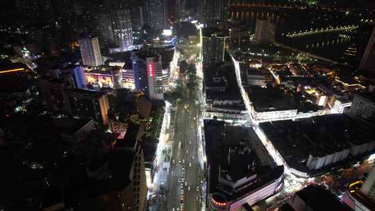 广西南宁城市夜景灯光航拍