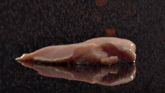 新鲜鸡肉 鸡胸肉 鲜肉升格慢动作视频素材模板下载