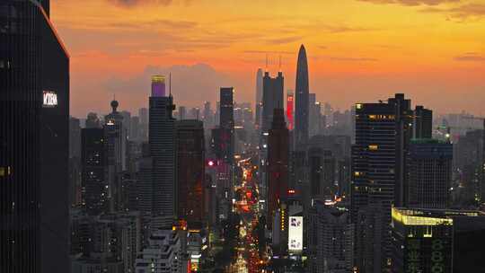深圳城市建筑黄昏全景