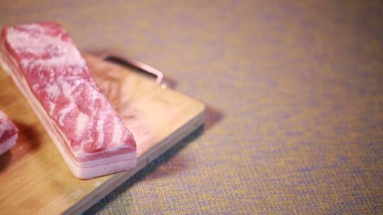 切猪肉片猪肉肉片炒肉视频素材模板下载