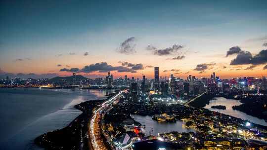 深圳湾夜景航拍延时视频