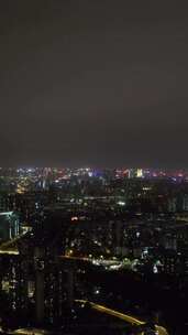 竖版航拍四川成都夜景大景