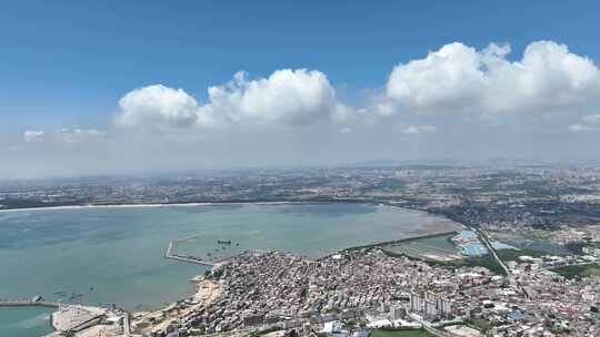 福建省泉州市石狮黄金海岸景区海景航拍