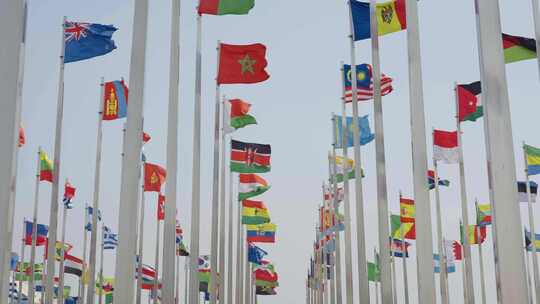 联合国各国的国旗视频素材模板下载