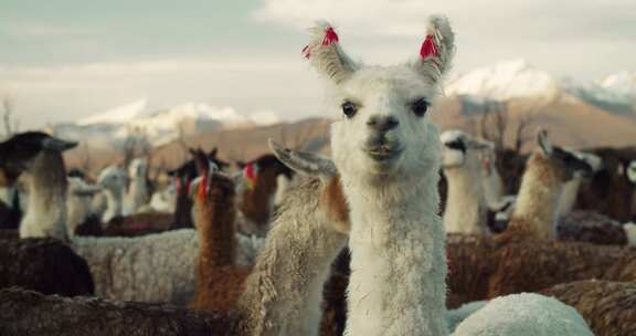 羊驼，牧群，萨哈马，玻利维亚