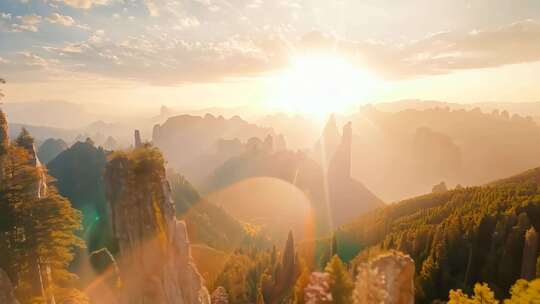 张家界奇峰日出景观