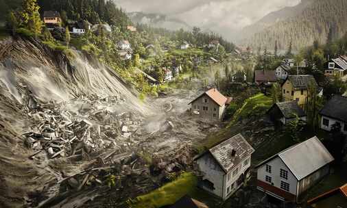 地震山体滑坡 自然灾害素材