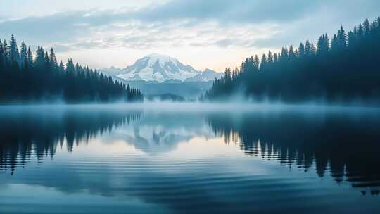 雪山下的湖