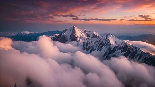 雪山云海壮丽全景