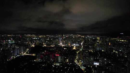 浙江温州城市夜景灯光航拍