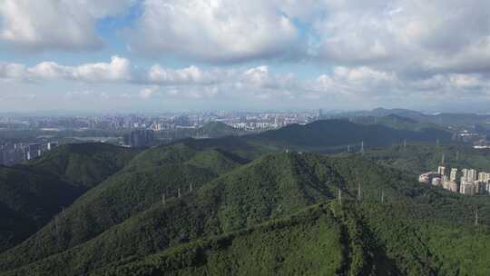 航拍深圳南山塘朗山公园