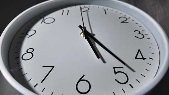 白色圆形时钟特写