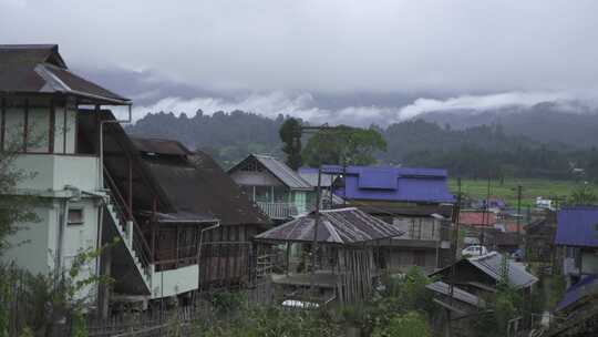 丘陵地区的自然多样性是房屋和道路。