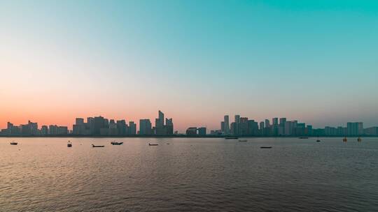 杭州_杭州CBD_杭州江边全景_日转夜4K