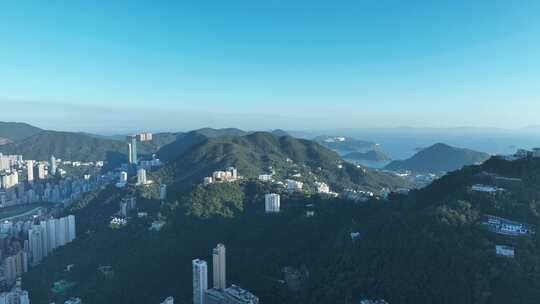 香港中环太平山航拍山顶公园