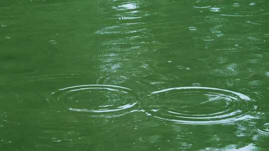 湖面雨滴水波涟漪