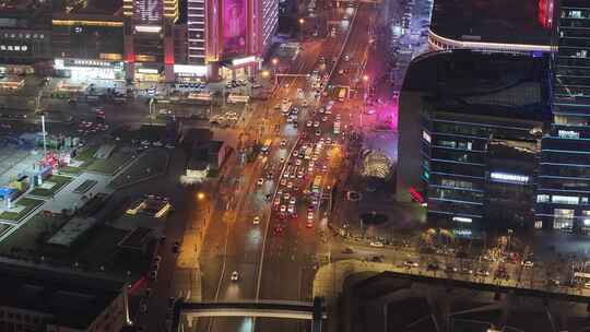 石家庄 正太广场 解放广场 夜景航拍