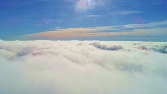 航拍高空风景云层之上云层翻滚