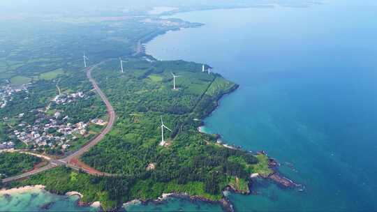 航拍海南环岛公路海洋森林海岸与海岸线航拍