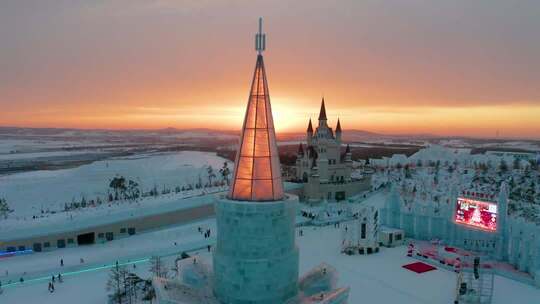 吉林长春冰雪新天地雪景航拍