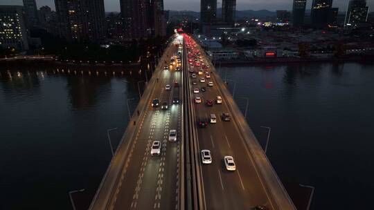 广东省广州市琶洲大桥夜景航拍